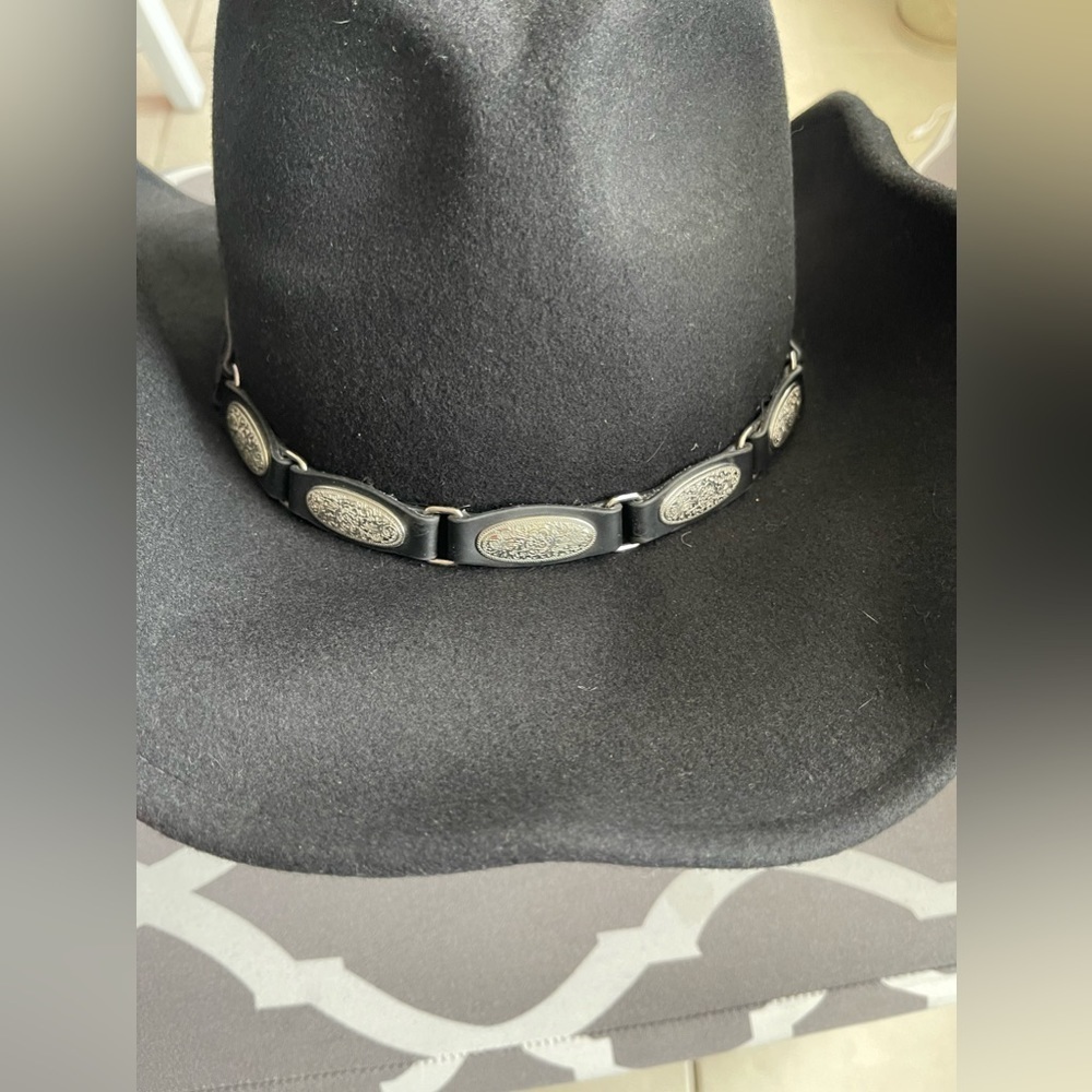 SCALA Black Wool Fedora Cowboy Western Hat .